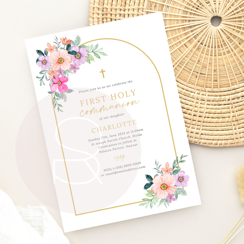Pink Blossom | Holy Communion Invitation