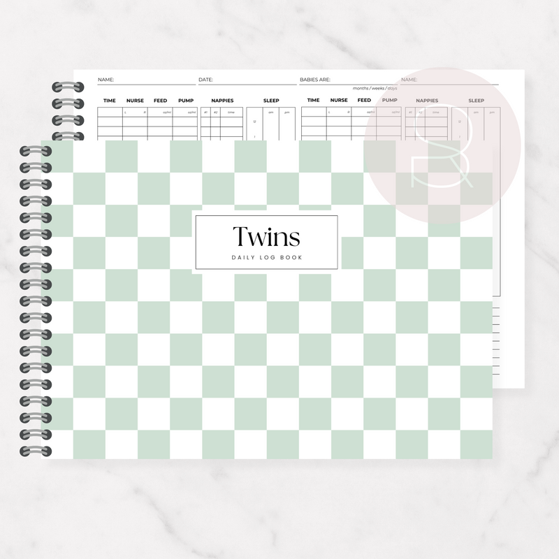 Twins Daily Log Book | Plaid