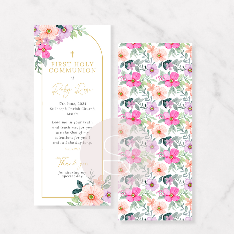 Pink Blossom Holy Communion | Bookmark