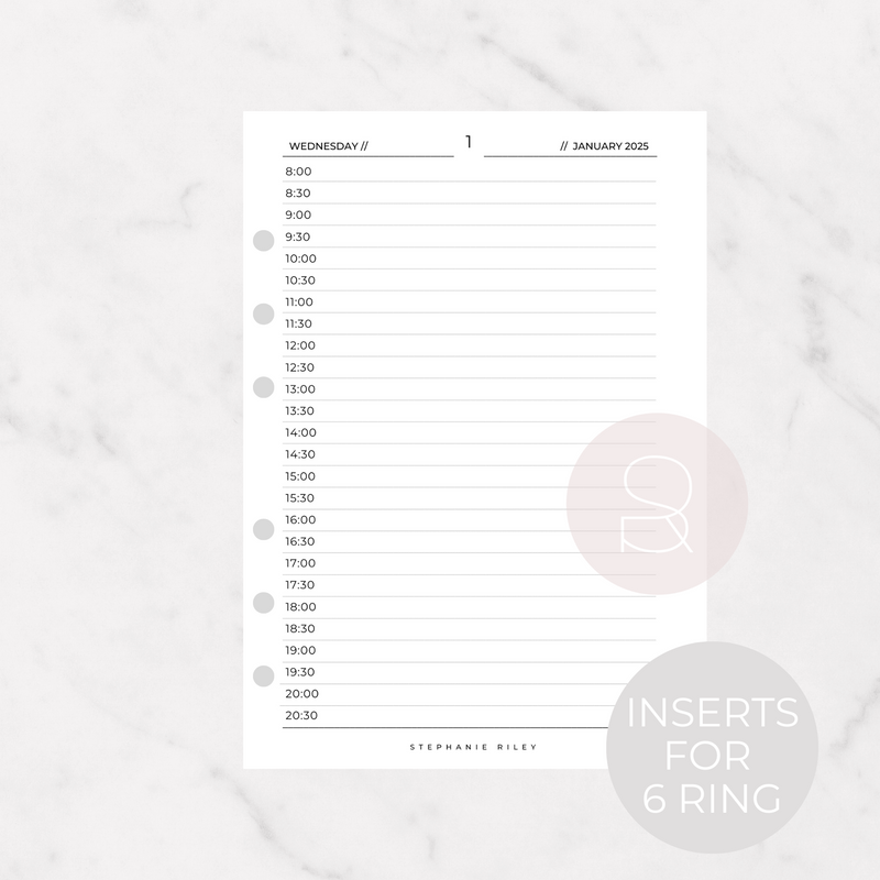 2025 Daily Inserts for 6 Ring