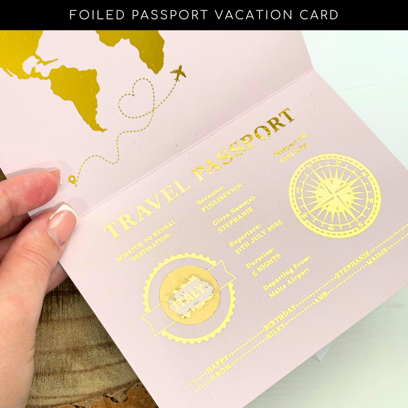 Foil Passport Scratch & Reveal Travel Ticket Card