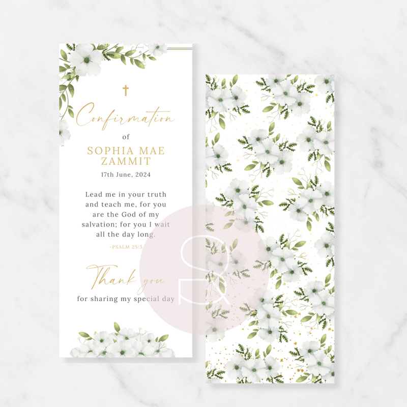 Botanical White Confirmation | Bookmark
