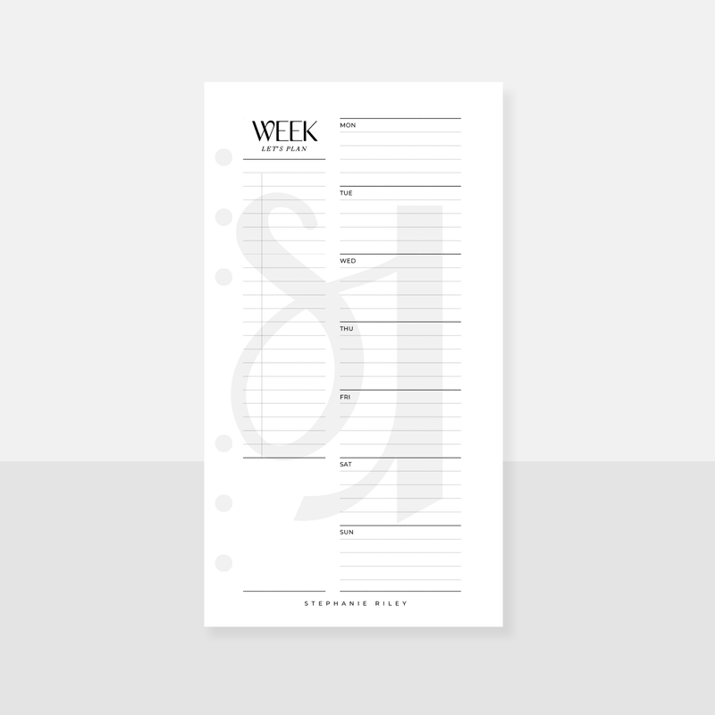 A6 Personal Undated Week on One Page Inserts