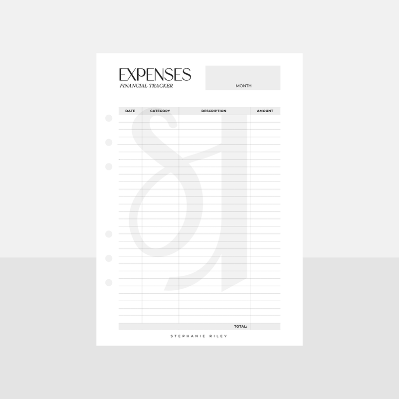 A5 Expenses Financial Tracker Inserts