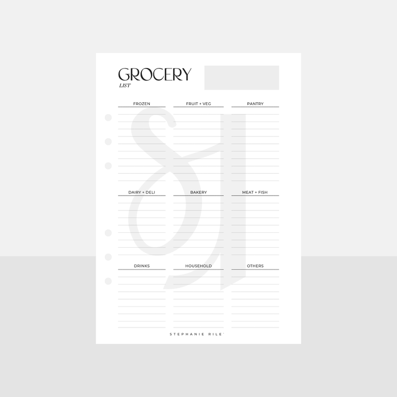 A5 Grocery List Inserts