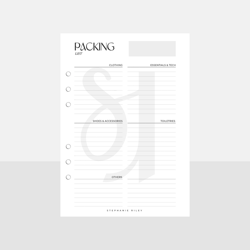 A5 Packing List Inserts