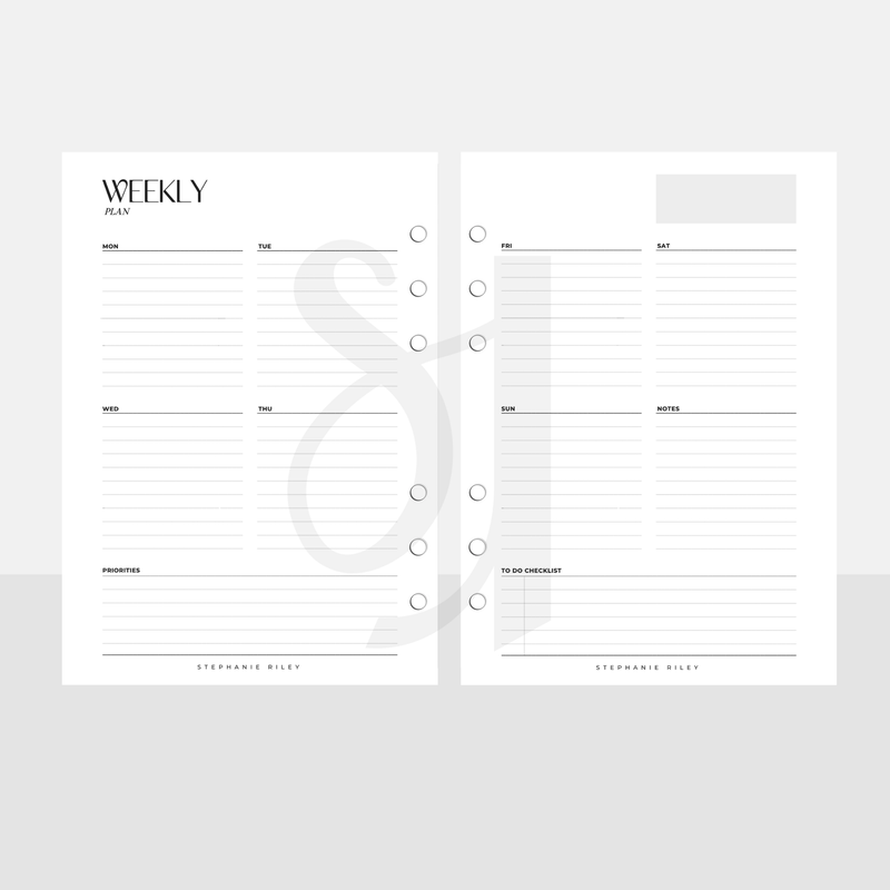 A5 Week on Two Pages | UNDATED