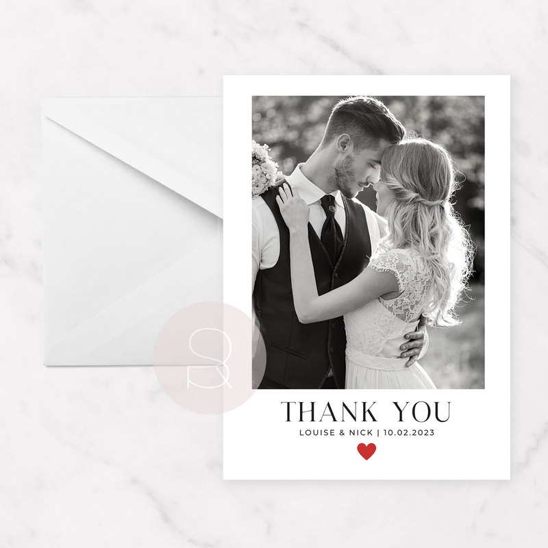 Photo Wedding Thank You Card | Mono