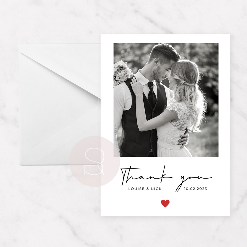 Photo Wedding Thank You Card | Mono V2