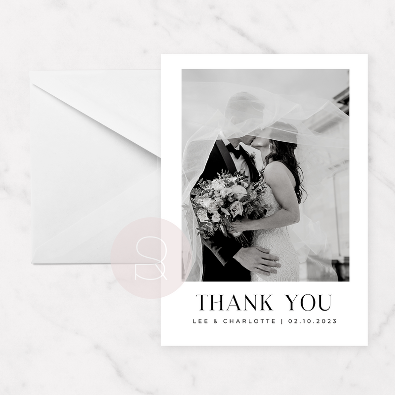 Photo Wedding Thank You Card | Mono V3