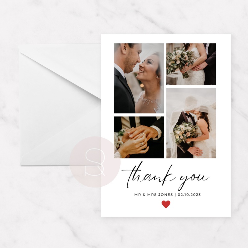 Photo Collage Wedding Thank You Card | Colour