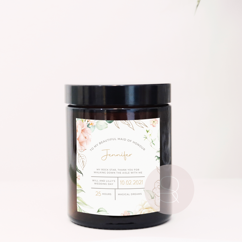 Ares Maid of Honour Personalised Candle